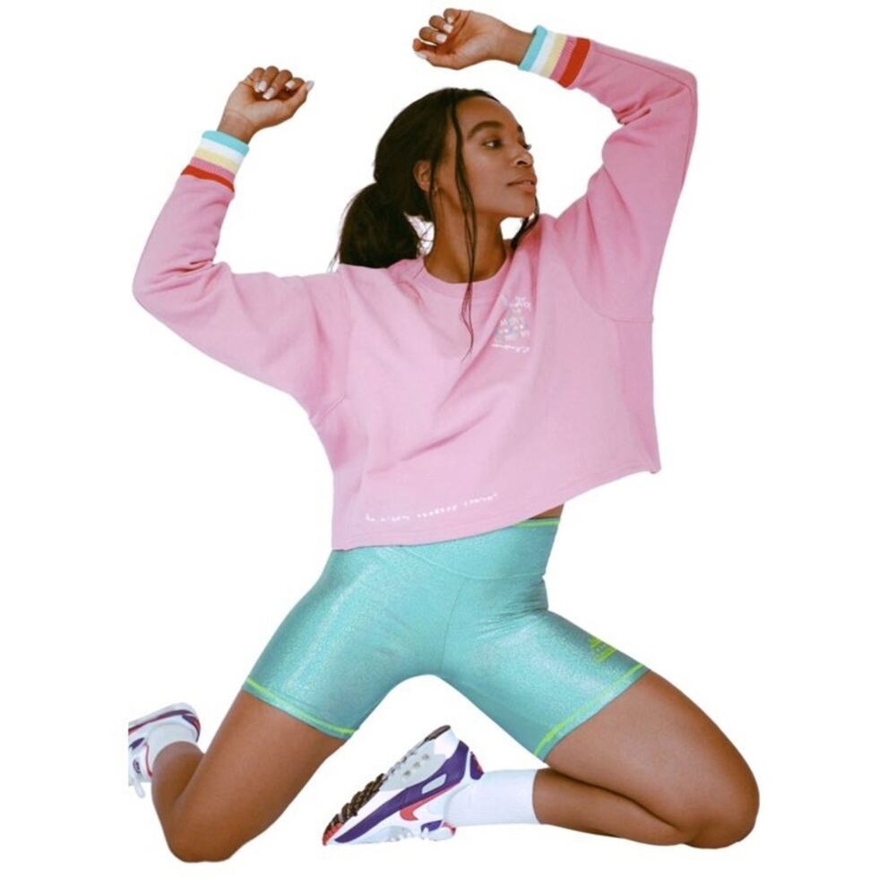 The Mighty Company Womens Rainbow Cuff The Sweatshirt S/M NEW